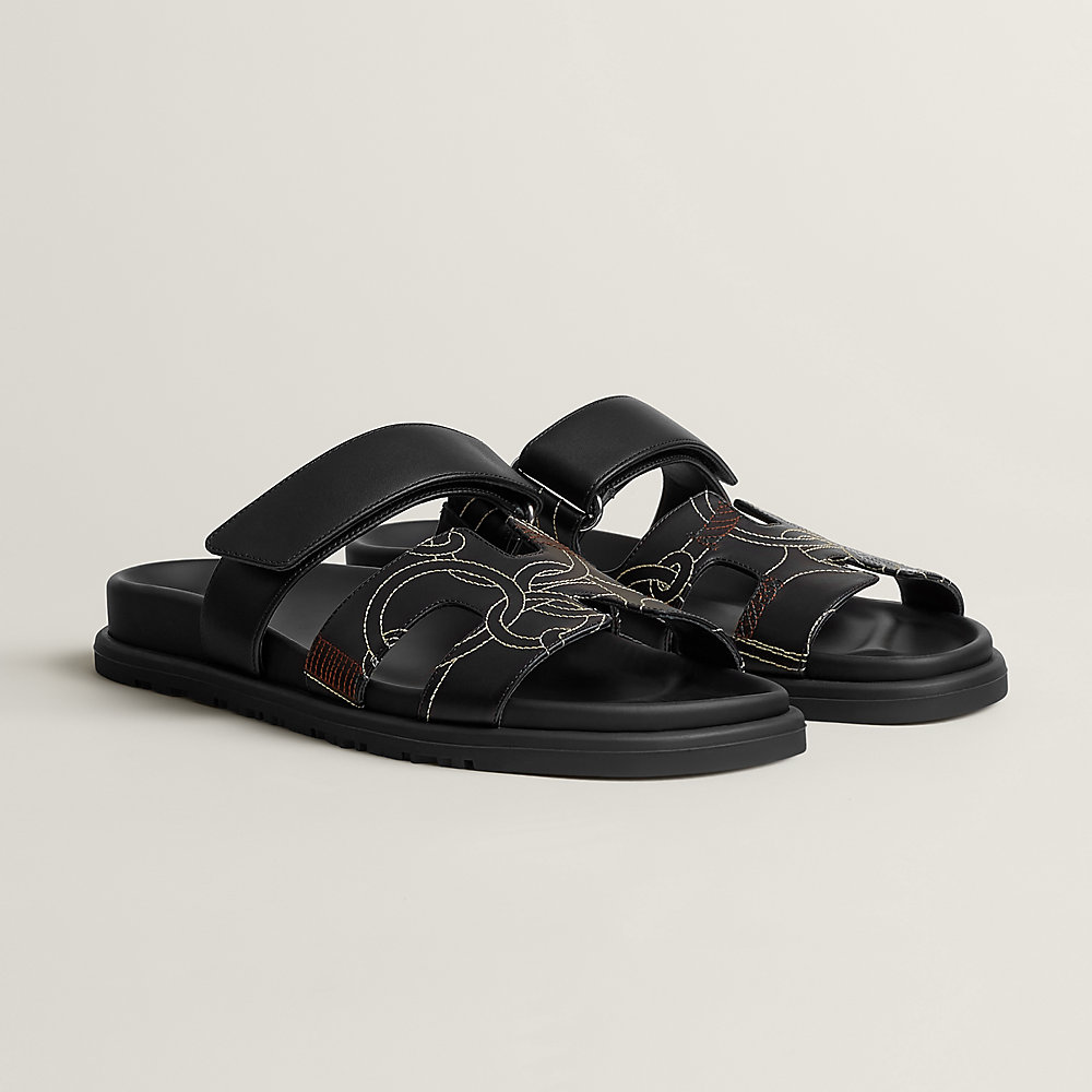 Sandales Hermès Chypre Noir Cuir - Taille 38.5 (8.5 US), Neuves Avec Emballage